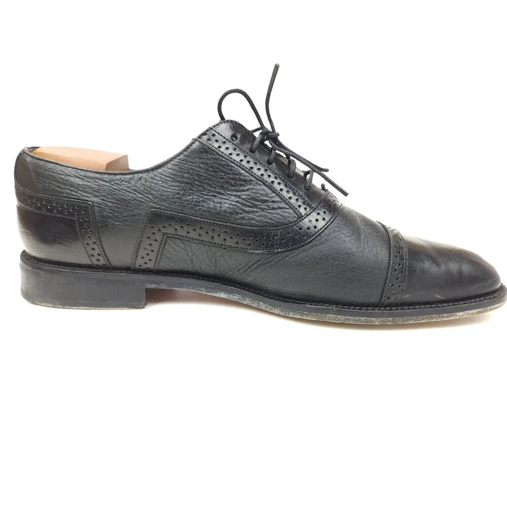 Mezlan Marque Shoes Men's 10 M Black Leather Brogue Cap Toe Oxford Lace Dress